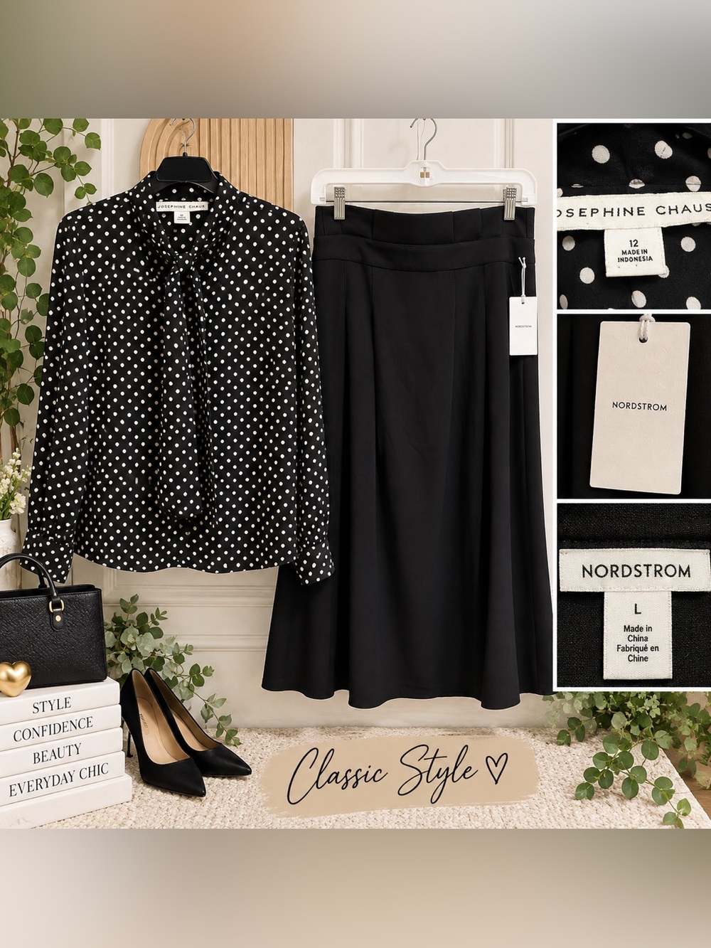 🖤 Nordstrom Black & White Skirt NWT and Preloved Chaus top 2- piece bundle.